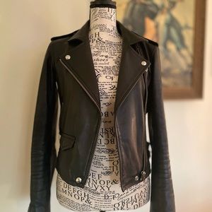 IRO Ashville Black Leather Moto Jacket Size 34(2)